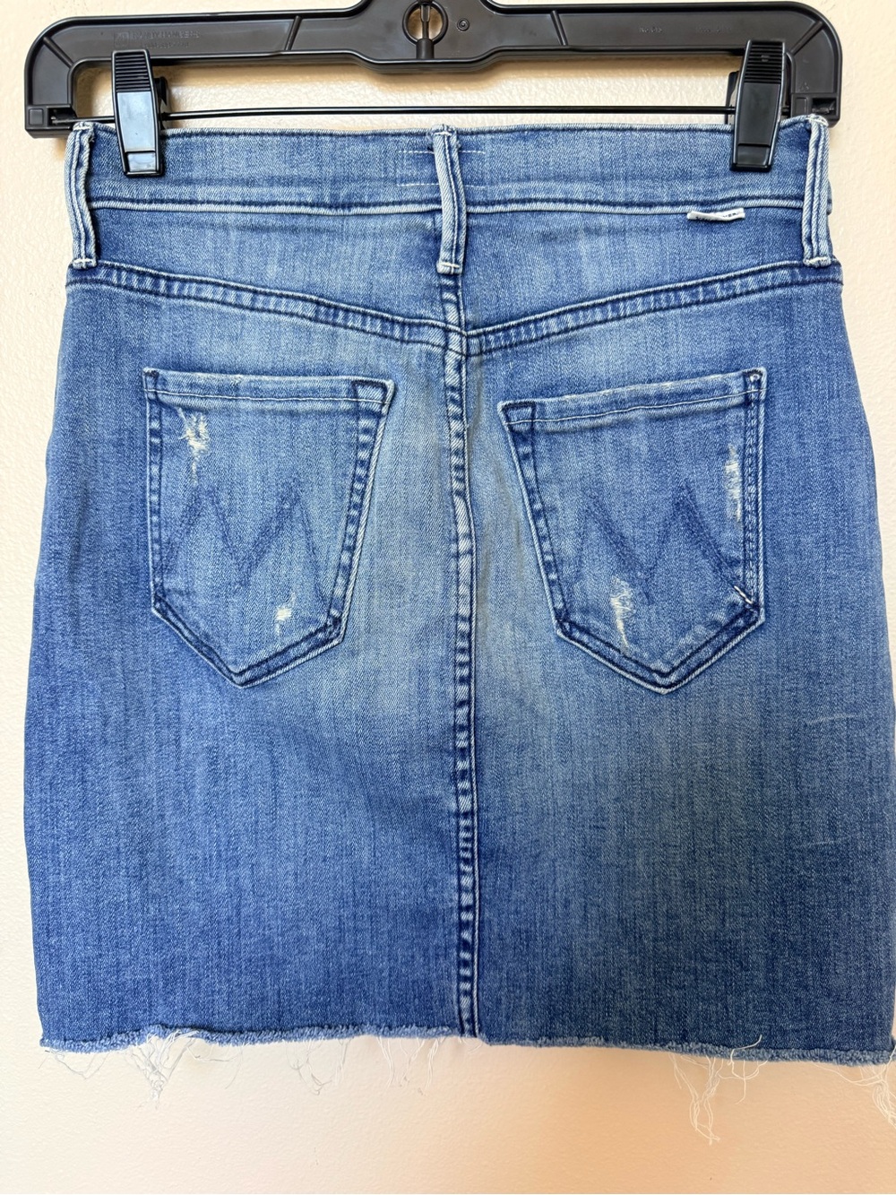 MOTHER  the sacred slit mini skirt Blue Distressed Denim size 24 streetwear boho - Picture 4 of 7